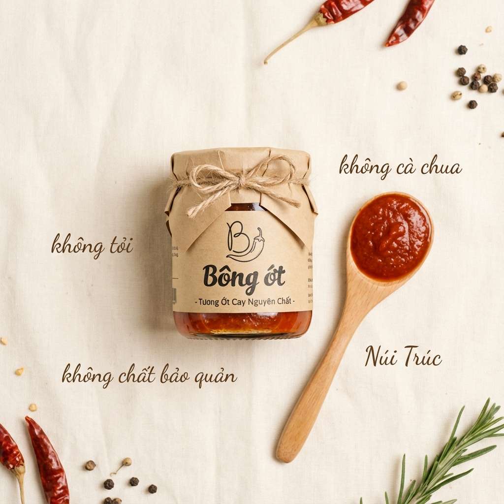 Hũ tương ớt cay nguyên chất Bông Ớt