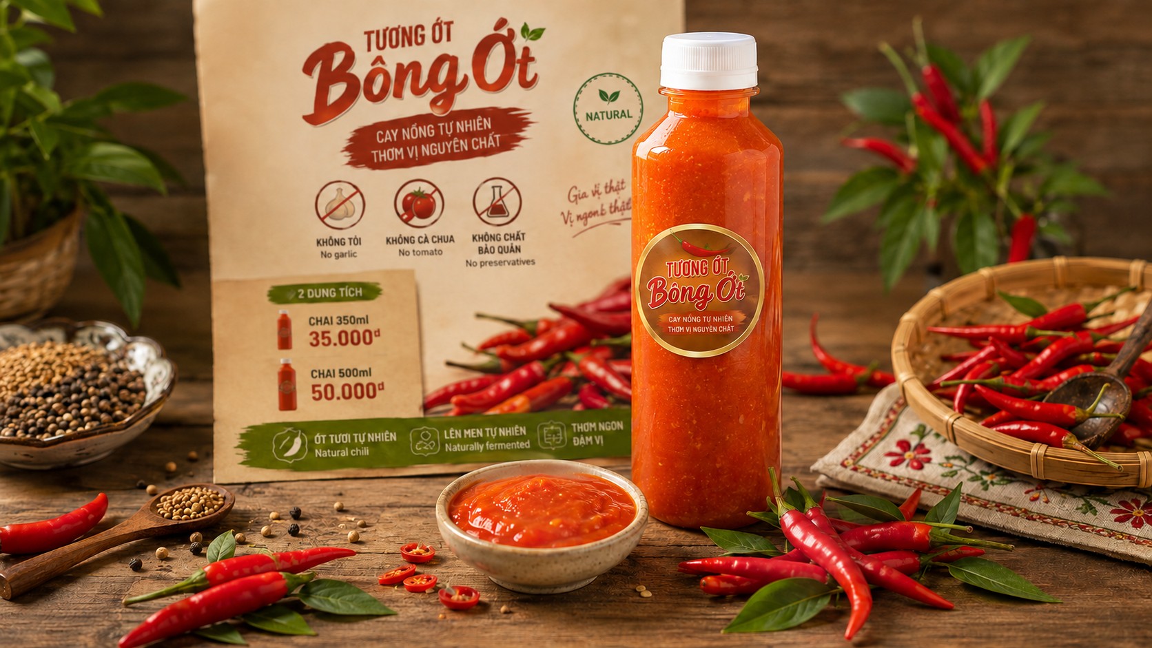 Quy trình nấu tương ớt thủ công gia truyền Bông Ớt